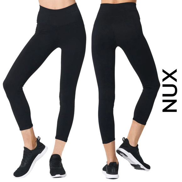 Nux NEW 7/8 High Waisted Compression Yoga Leggings Black X-Small - Picture 1 of 7